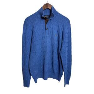 Vintage Polo Ralph Lauren 100% Tussah Silk Cable Knit Quarter Zip Sweater size M